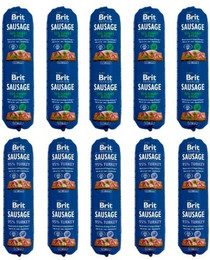 Produktbild von BRIT Premium Sausage Chicken, turkey and pea 5x800 g + Turkey 5x800 g