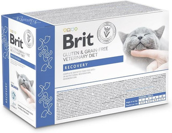 Produktbild von BRIT Veterinary Diet Grain Free Recovery Cat Fillets in Gravy Salmon 12x85g für Katzen in der Rekonvaleszenz