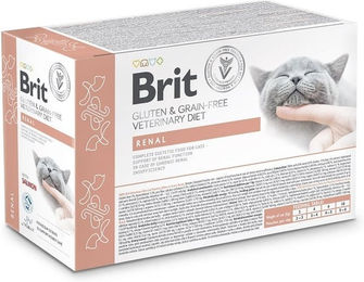 Produktbild von BRIT Veterinary Diet Grain Free Renal Cat Fillets in Gravy Salmon 12x85g für Katzen zur Unterstützung der Nierenfunktion