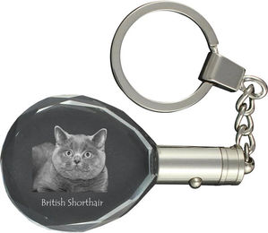 Produktbild von British Shorthair - Fob with cat photo, crystal key ring in gift box, unique gift by Art-Dog brand transparent