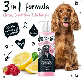 Produktbild von Bugalugs 3-in-1 Hundeshampoo Conditioner Entwirrer Himbeer & Zitrone - 500 ml