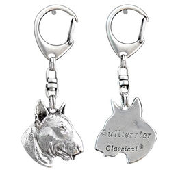 Bull Terrier Bully III - Silberfarbener Schlüsselanhänger mit Hund – Bild 1 von 5