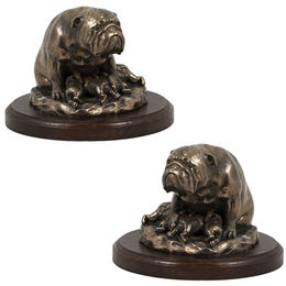Bulldog I - Hundestatue aus Kunstbronze auf Holzsockel – Bild 1 von 8
