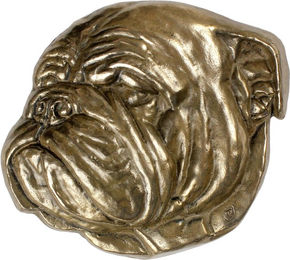 Produktbild von Bulldog II Gedenktafel mit Hund aus Kaltgussbronze