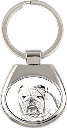 Produktbild von Bulldogge, Englische Bulldogge, Britische Bulldogge - Schlüsselanhänger mit Hund, Schlüsselanhänger mit Aufdruck, personalisierter Anhänger der Marke Art-Dog silber
