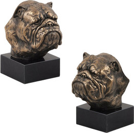 Produktbild von Bulldogge Englische Bulldogge Hundestatue Büste auf Steinsockel