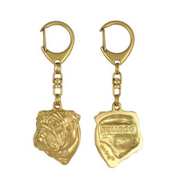 Bulldogge Englische Bulldogge Vergoldeter Schlüsselanhänger mit Hund – Bild 1 von 7