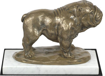 Produktbild von Bulldogge I - Hundefigur auf weißem Marmorsockel