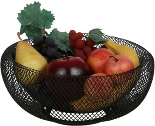Produktbild von BURI Futterbehälter Metall Obstkorb 30cm Obstschale Metallschale Aufbewahrungskorb Deko, Metall