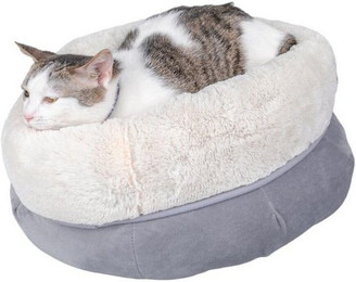 Produktbild von BURI Tierbett 8 Stück Kuschelbetten 46x24cm für Katzen & kleine Hunde rund grau