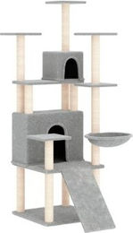 Bussandri Exclusive Kratzbaum mit Sisal-Kratzsäulen Hellgrau 154 cm – Bild 1 von 3