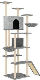 Bussandri Exclusive Kratzbaum mit Sisal-Kratzsäulen Hellgrau 191 cm – Bild 1 von 3