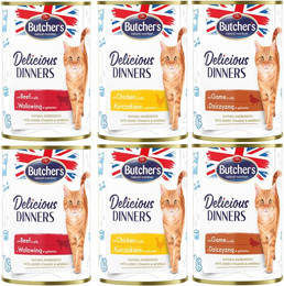 Produktbild von Butcher's Delicious Dinners Katze Mixpaket - 6 x 400 g