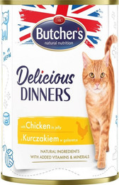 Produktbild von BUTCHER'S Delicious Dinners Katzenfutter Hühnerstücke in Gelee - 400 g