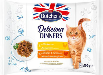 Produktbild von Butcher's Delicious Dinners Nassfutter für Katzen - 64 x 100 g