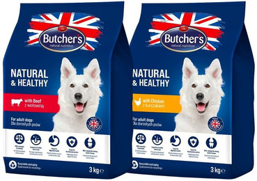 Produktbild von BUTCHER'S Natural&Healthy Mix Hundetrockenfutter mit Huhn und Rindfleisch - 2 x 3 kg