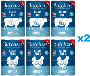 Produktbild von BUTCHER'S Original Junior Mix: Rindfleisch und Hühnerfleisch in Gelee für Welpen 12x400g