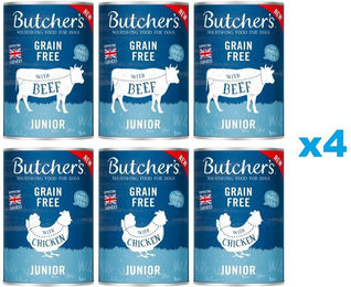 Produktbild von BUTCHER'S Original Junior Mix: Rindfleisch und Hühnerfleisch in Gelee für Welpen 24x400g