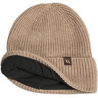 Produktbild von Back on Track Ava Rippstrickmütze aus Wolle mit umschlagbarem Rand OneSize Beige