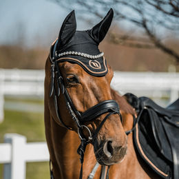 Produktbild von Back on Track Haze Collection Fliegenhaube für Vollblut Pferde Schwarz aus Polyester