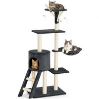 Produktbild von BAKAJI Kratzbaum für Katzen aus Sisal in Grau mit 144 cm Höhe