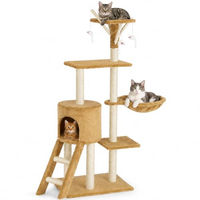 Produktbild von Bakaji Kratzbaum für Katzen aus Sisal mit Spielplatz in Beige, Höhe 144 cm