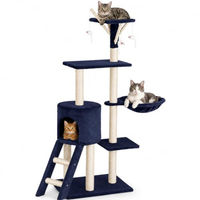 Produktbild von Bakaji Kratzbaum für Katzen aus Sisal mit Spielplatz in Blau, 144 cm Höhe