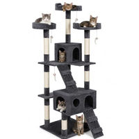 Produktbild von BAKAJI Kratzbaum für Katzen mit Katzenhaus und Sisal-Elementen in Grau, 170 cm Höhe