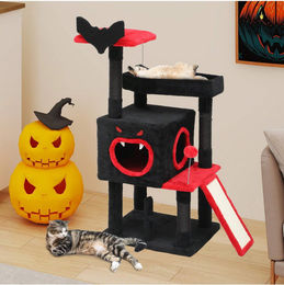 BALCONERA Gothic Kratzbaum für Katzen in Schwarz mit Sisalstämmen, Sitzstangen und Kletterrampe – Bild 1 von 4