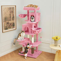 Produktbild von BALCONERA Kratzbaum für große Katzen mit Höhle und Plüschkissen in Rosa 78 x 46 x 176 cm