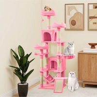 Produktbild von BALCONERA Kratzbaum XXL 190cm für Katzen in Rosa mit Sisalpfosten, Plattformen, Höhlen, Korb und Hängematte