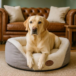 Banbury & Co Luxus-Hundebett und Katzenbett aus Kunstleder in Grau Größe S – Bild 1 von 5