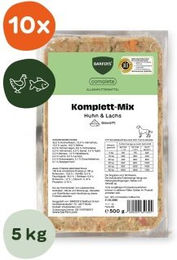BARFER'S Komplett-Mix Huhn und Lachs für erwachsene Hunde getreidefrei und glutenfrei 10x500 g – Bild 1 von 1