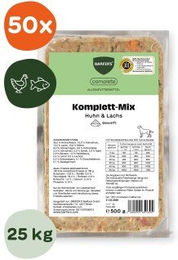 BARFER'S Komplett-Mix Huhn und Lachs für erwachsene Hunde getreidefrei und glutenfrei 50x500 g – Bild 1 von 1