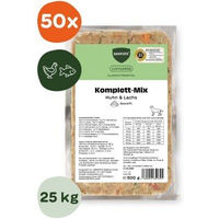 Produktbild von BARFER'S Komplett-Mix Huhn und Lachs für erwachsene Hunde getreidefrei und glutenfrei 50x500 g