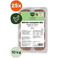 Produktbild von BARFER'S Würfel Komplett-Mix Geflügel Katzenfutter mit Huhn und Pute 25x400 g