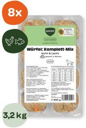 BARFER'S Würfel Komplett-Mix Huhn & Lachs für Hunde Adult Getreidefrei und Glutenfrei 8x400 g – Bild 1 von 1