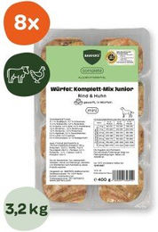 BARFER'S Würfel Komplett-Mix Junior Hund Rind Huhn Lachs getreidefrei glutenfrei 8x400 g – Bild 1 von 1