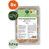 Produktbild von BARFER'S Würfel Komplett-Mix Junior Hund Rind Huhn Lachs getreidefrei glutenfrei 8x400 g