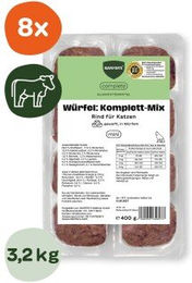 BARFER'S Würfel Komplett-Mix Rind Kalb Lachs Katzenfutter Getreidefrei und Glutenfrei 8x400 g – Bild 1 von 1