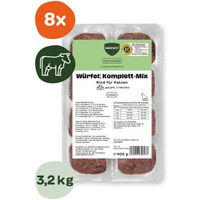 Produktbild von BARFER'S Würfel Komplett-Mix Rind Kalb Lachs Katzenfutter Getreidefrei und Glutenfrei 8x400 g
