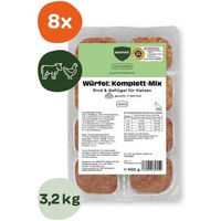 Produktbild von BARFER'S Würfel Komplett-Mix Rind und Geflügel für Katzen getreidefrei und glutenfrei 8x400 g
