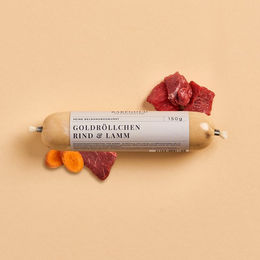 Produktbild von Barfgold Goldröllchen Belohnungssnack Rind & Lamm mit hohem Fleischanteil 150 g