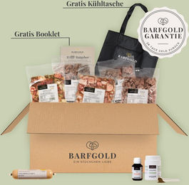 Barfgold Starterpaket Der Feinschmecker Getreidefrei mit Huhn Rind Lamm und Lachs – Bild 1 von 1