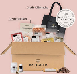 Produktbild von Barfgold Starterpaket Welpenfutter für große Rassen getreidefrei mit Huhn Rind und Lachs