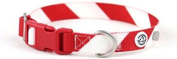 Barkalot Hundehalsband aus recyceltem Polyester Weiß Rot Größe M für Welpen – Bild 1 von 3