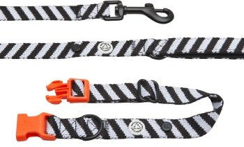 Barkalot Hundehalsband-Auslaufset mit Führleine aus Polyester Schwarz Weiß Größe L – Bild 1 von 3