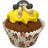 Produktbild von Barking Bakery Carob Woofin Hundecupcake mit Johannisbrot und rosa Zuckerguss für Welpen und erwachsene Hunde