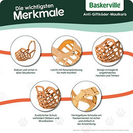 Baskerville Anti-Giftköder Maulkorb für große Hunde Größe 10 Braun – Bild 1 von 6