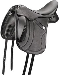 Produktbild von Bates Innova Mono+ Short Flap Dressursattel aus Leder in Schwarz für Pferde